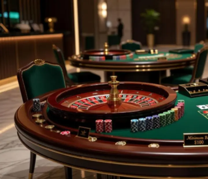 Wynajęte stoły casino z ruletką, blackjackiem i pokerem podczas eventu